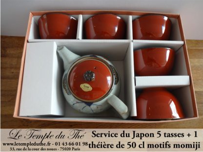 Service japonais 1 théière et 5 tasses Fleurs de Momoji