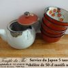 Service japonais 1 théière et 5 tasses Fleurs de Momoji – Image 2
