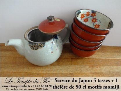 Service japonais 1 théière et 5 tasses Fleurs de Momoji