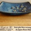 Plat Japon rectangle bleu Japon