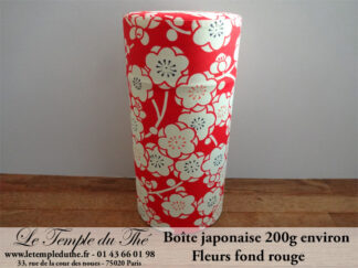 Boîte à thé japonaise 200g fleurs fond rouge