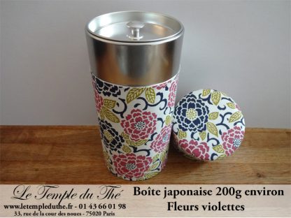 Boîte à thé japonaise 200g fleurs violettes
