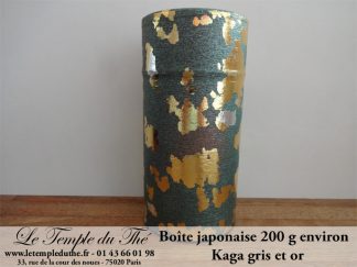 Boîte à thé japonaise 200g papier Kaga gris et or