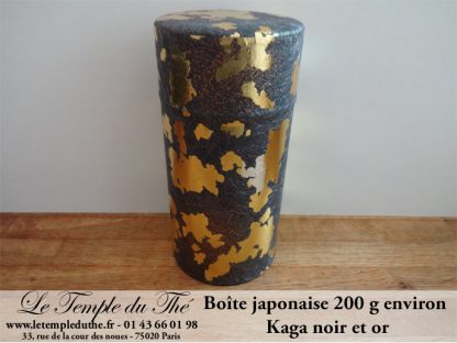 Boîte à thé japonaise 200g papier Kaga noir et or