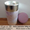 Boîte à thé japonaise 200 g environ mauve et dorée
