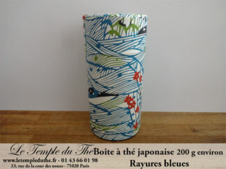 Boîte à thé japonaise 200g rayures bleues