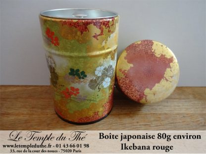 Boîte à thé japonaise 80g Ikebana rouge