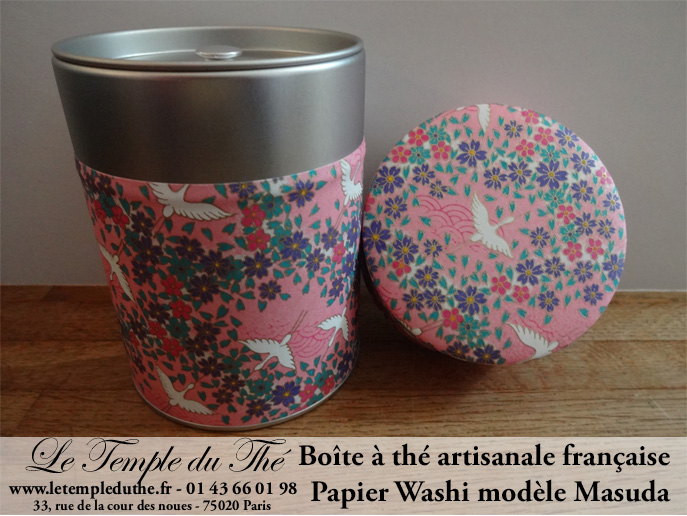 Boîte à thé artisanale française. Papier Washi. Masuda