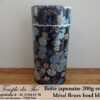 Boîte à thé japonaise 200g métal fleurs fond bleu – Image 2