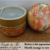 Boîte à thé japonaise Nagano 100 g motifs orange et vert