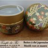 Boîte à thé japonaise Nagano 100 g motifs vert et mauve