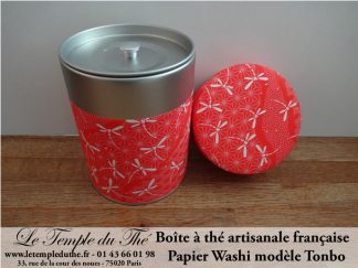 Boîte à thé artisanale française. Washi. Tonbo