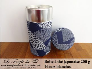 Boîte à thé japonaise 200g fleurs blanches