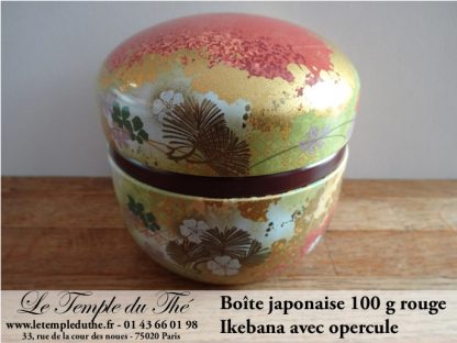 Boîte à thé japonaise 100 g Ikebana rouge