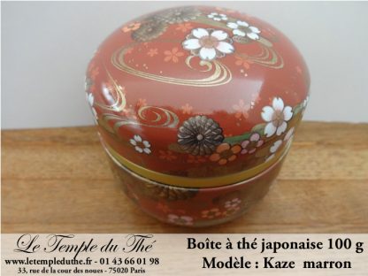 Boîte à thé japonaise 100g modèle Kaze marron