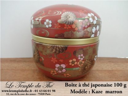 Boîte à thé japonaise 100g modèle Kaze marron