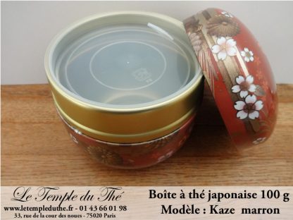 Boîte à thé japonaise 100g modèle Kaze marron