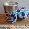 Boîte à thé japonaise 80g fleurs rouges et bleues