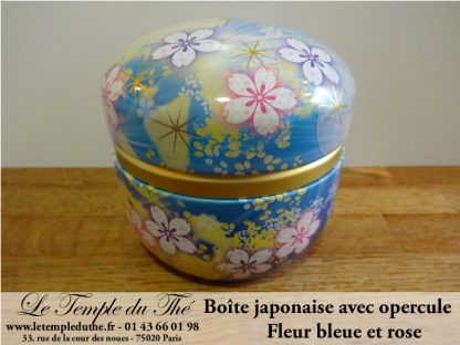 Boîte à thé japonaise 100 g fleur rose et bleue – Image 2