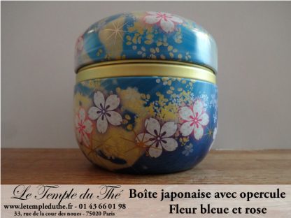 Boîte à thé japonaise 100 g fleur rose et bleue