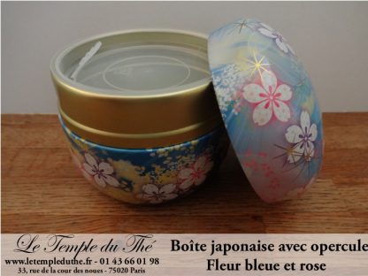 Boîte à thé japonaise 100 g fleur rose et bleue – Image 3