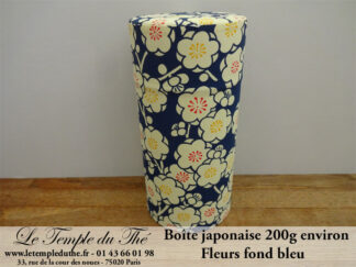 Boîte à thé japonaise 200g fleurs fond bleu
