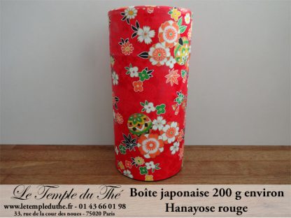 Boîte à thé japonaise 200g Hanayose rouge papier Washi