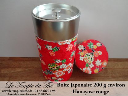 Boîte à thé japonaise 200g Hanayose rouge papier Washi