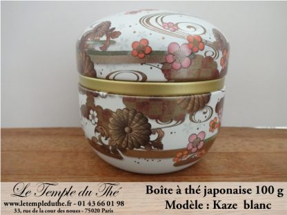 Boîte à thé japonaise 100g modèle Kaze blanc