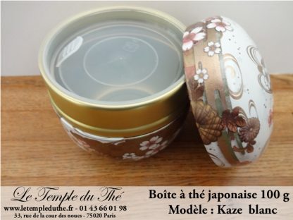 Boîte à thé japonaise 100g modèle Kaze blanc