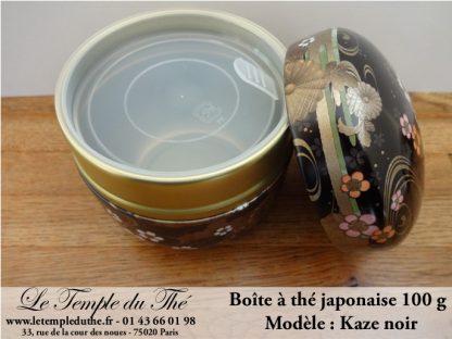 Boîte à thé japonaise 100g modèle Kaze noir