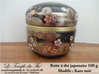 Boîte à thé japonaise 100g modèle Kaze noir