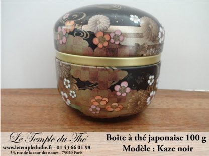 Boîte à thé japonaise 100g modèle Kaze noir
