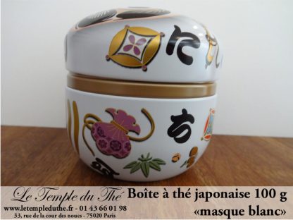 Boîte à thé japonaise 100 g ronde Daruma blanc