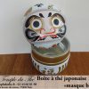 Boîte à thé japonaise 100 g ronde Daruma blanc