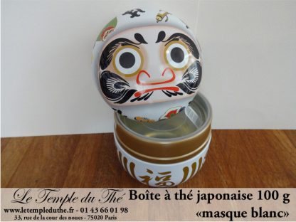 Boîte à thé japonaise 100 g ronde Daruma blanc