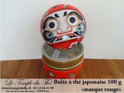 Boîte à thé japonaise 100 g ronde Daruma rouge