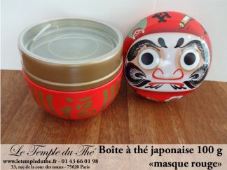 Boîte à thé japonaise 100 g ronde Daruma rouge