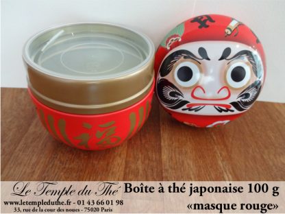 Boîte à thé japonaise 100 g ronde Daruma rouge