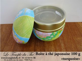 Boîte à thé japonaise 100 g ronde "turquoise"