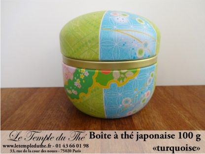 Boîte à thé japonaise 100 g ronde "turquoise"