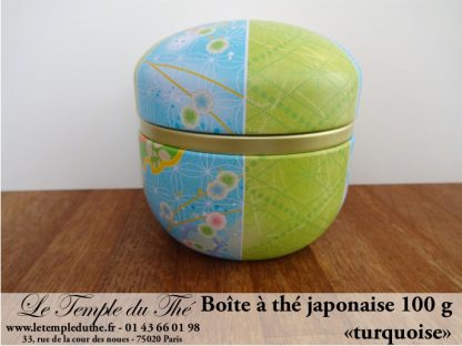 Boîte à thé japonaise 100 g ronde "turquoise"