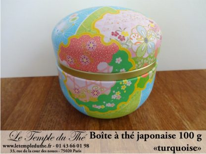 Boîte à thé japonaise 100 g ronde "turquoise"
