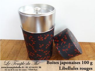Boîte à thé japonaise libellules rouges 100 g