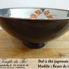 Bol à thé noir en porcelaine du Japon fleurs de momiji