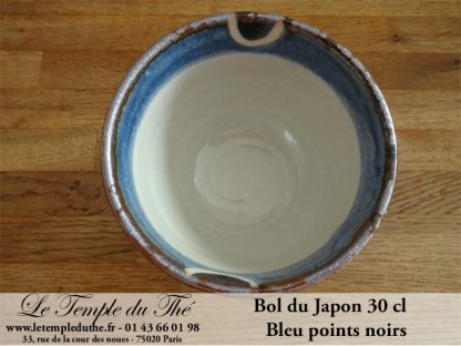 Bol à thé japonais bleu points noirs 30 cl