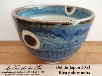 Bol à thé japonais bleu points noirs 30 cl