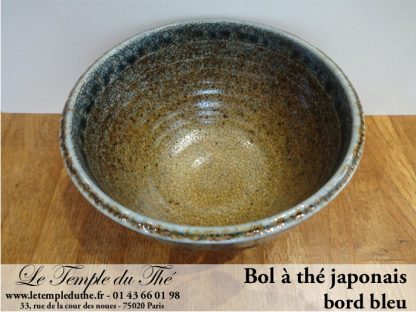 Bol à thé japonais en céramique bord bleu