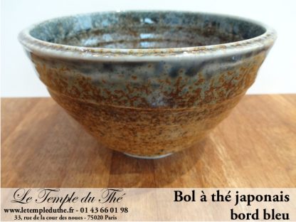 Bol à thé japonais en céramique bord bleu