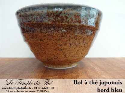 Bol à thé japonais en céramique bord bleu